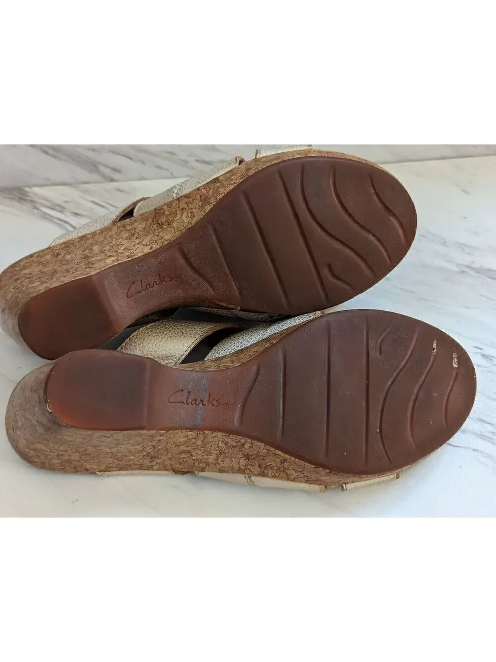 Clark's Women's Cream Slip On Open Toe Leather 3